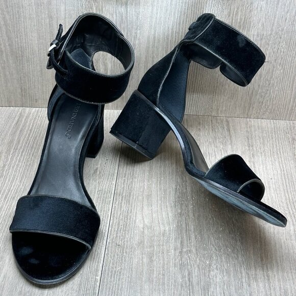 Bernardo Blythe Sandals Womens 10M Ankle Strap Chunky Heel Velvety suede Black - Picture 8 of 13